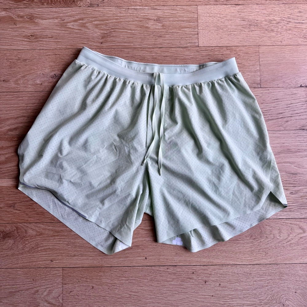 Men's Light Green Lululemon Athletic Shorts with Drawstring